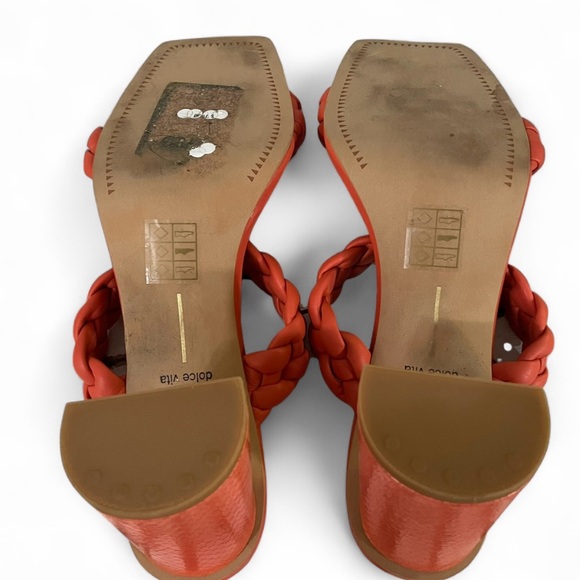 Dolce Vita Paily Persimmon Stella Braided Leather Block Heel Sandals 11 - Picture 6 of 8